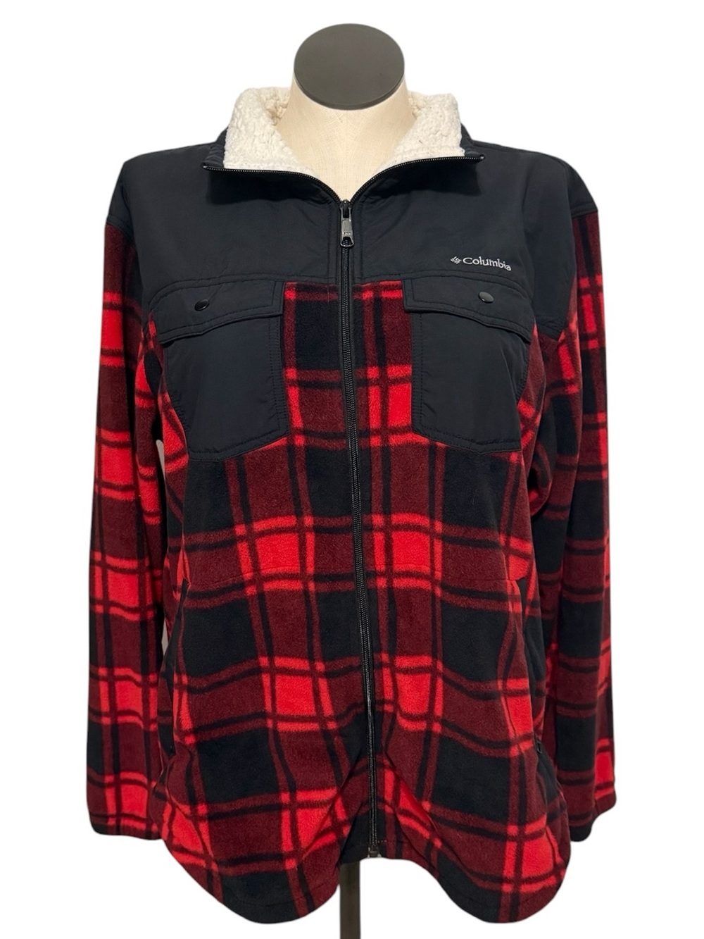 Columbia Red & Black Plaid Sherpa-Lined Jacket